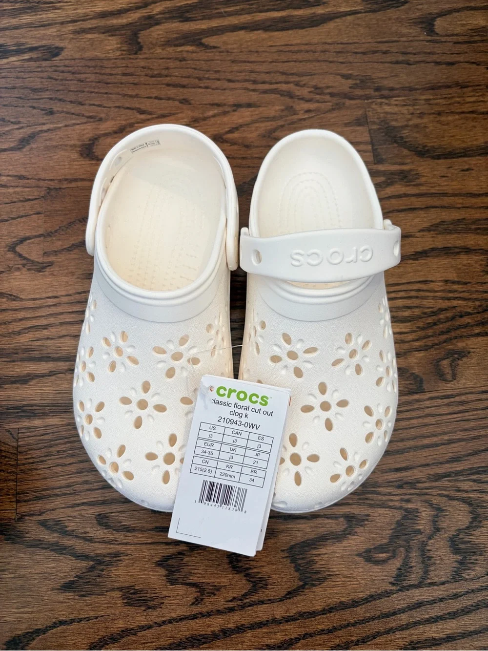 CROCS Kids Classic Floral Cut-Out Clog - White